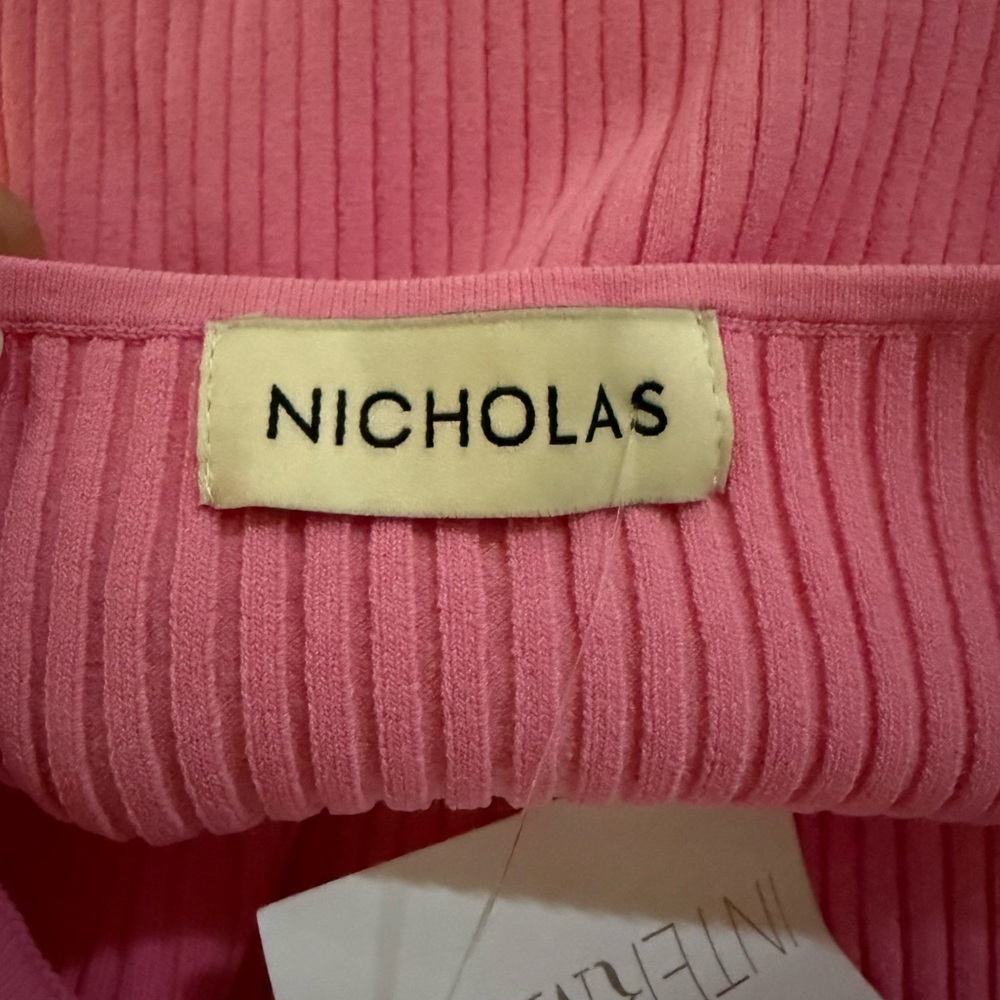 NWT NICHOLAS Lily Ribbed Sleeveless Midi Belted Knit Dress in Pink Large - Picture 9 of 10